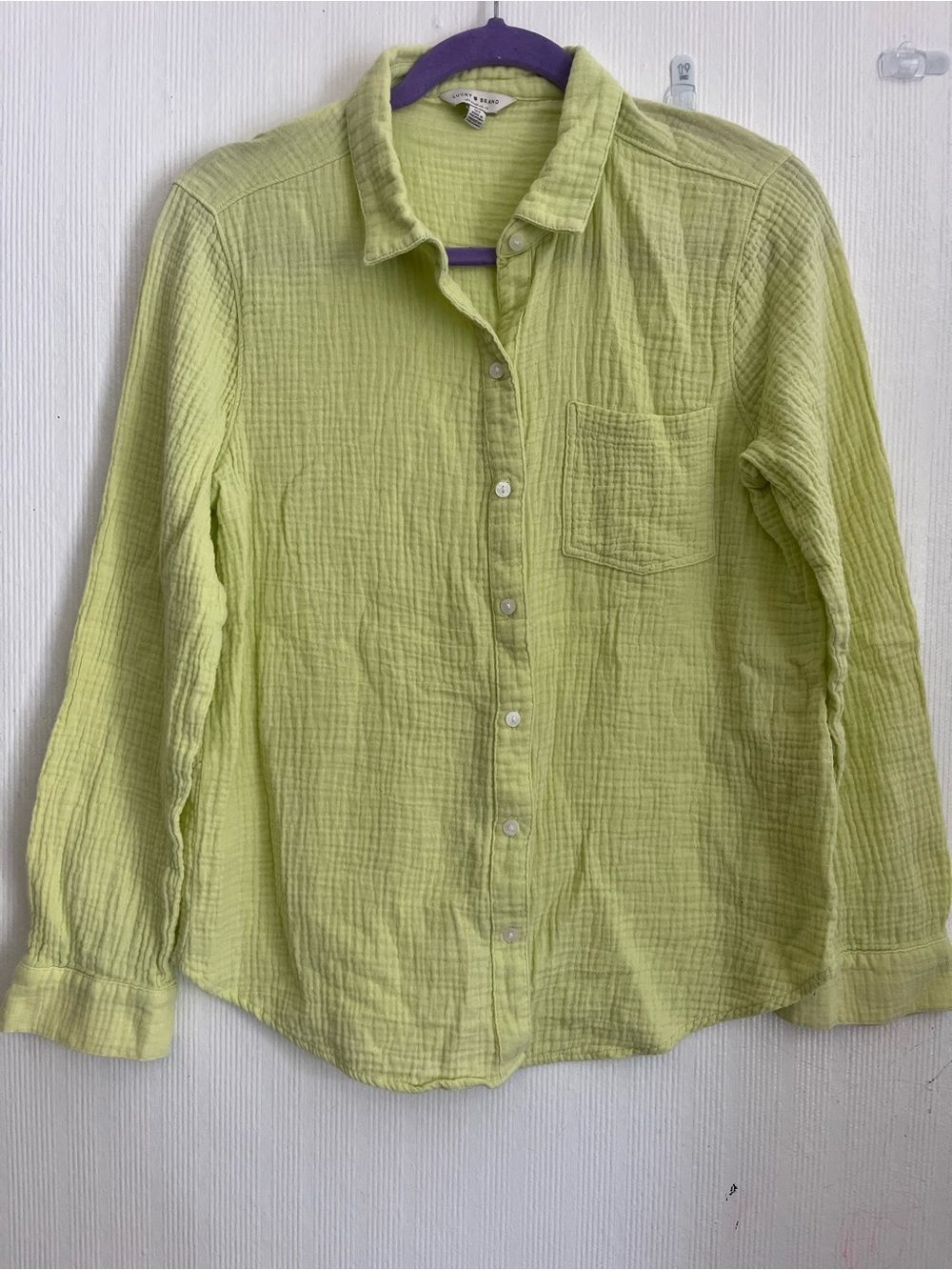 Lucky Brand Lime Green Button-Down Gauze Shirt
